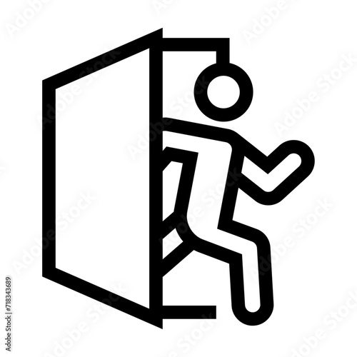 Icono de salir. Salida de emergencia, evacuación, escape. Ilustración vectorial