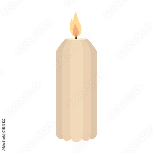 Glowing candle on white bac...