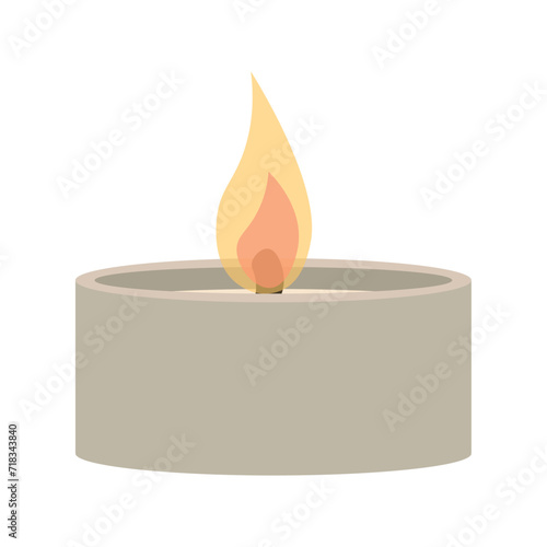 Glowing candle on white bac...