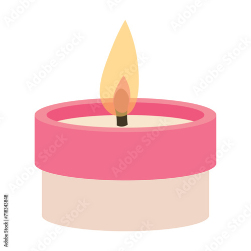 Glowing candle on white bac...