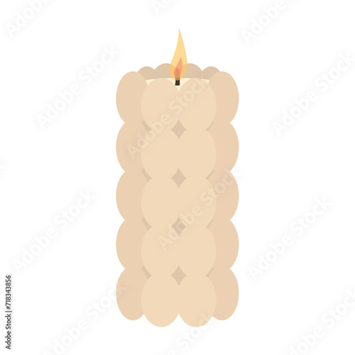 Glowing candle on white bac...