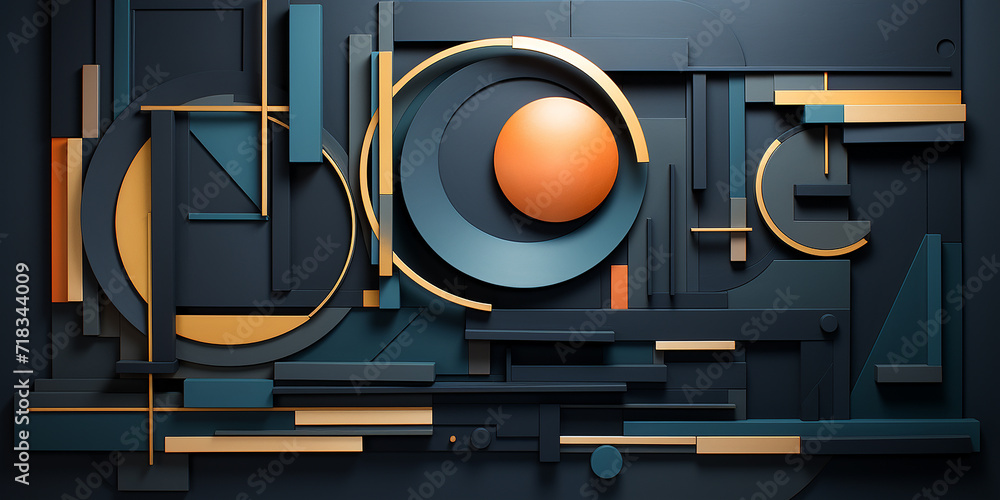 Geometric shapes of black paper, the composition of abstract AI ...