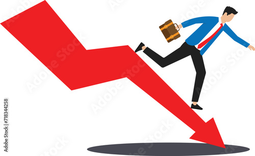 Financial crisis and Global economic money problem, Businessman Bankruptcy unpaid loan debt, investment failure company startup collapse, people and falling arrow concept
