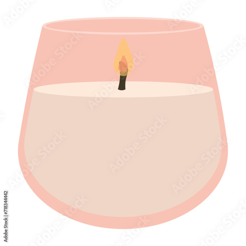 Glowing candle on white bac...