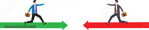 The businessman runs along the arrow in the direction of profit growth concept
