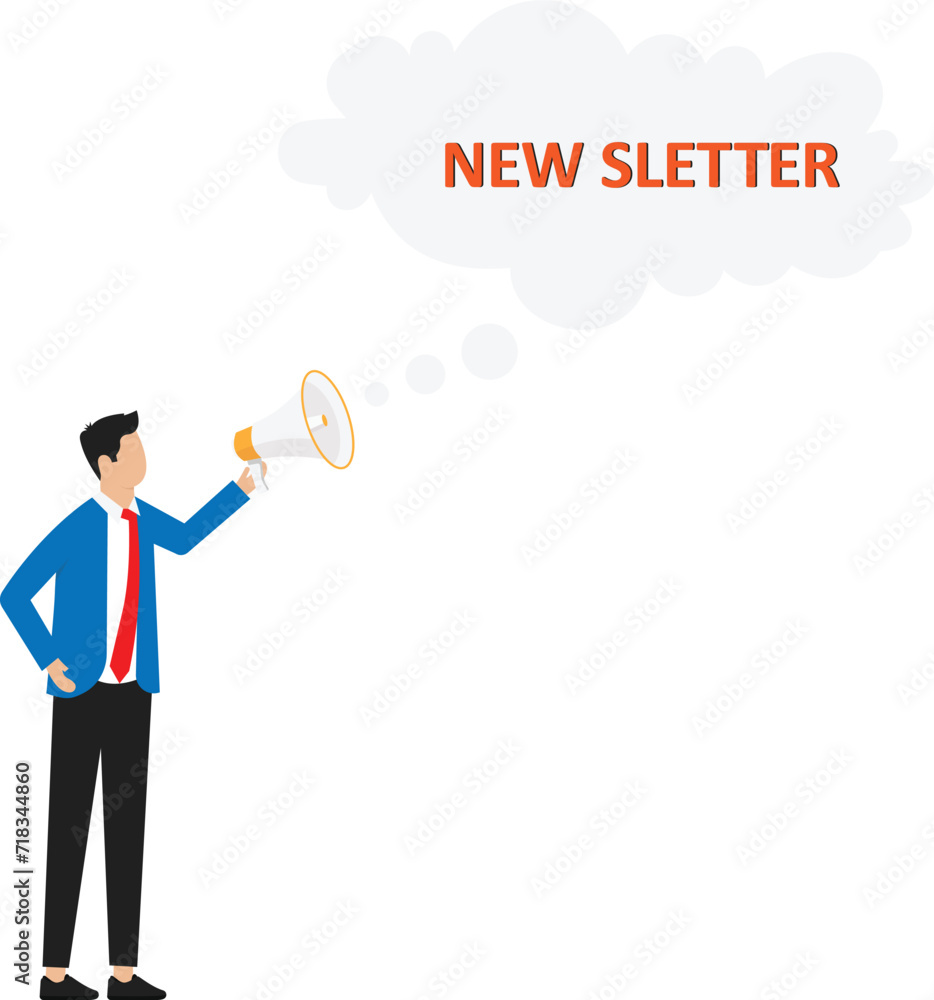 A businessman's hand holds a megaphone. in the conversation bubble word newsletter concept
A businessman's hand holds a megaphone. in the conversation bubble word newsletter concept