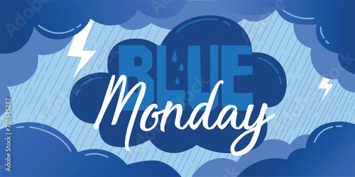 Banner for Blue Monday with thunderstorm