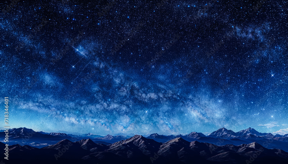 A starry night sky above a range of mountains A starry night sky above a range of mountains