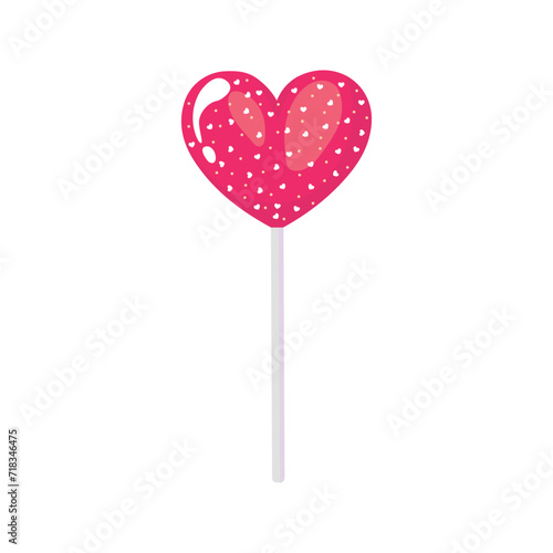 Sweet lollipop in shape of heart on white background