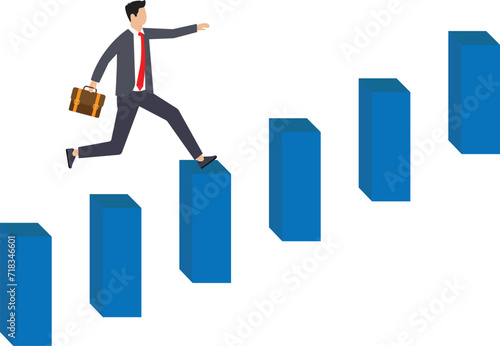 Financial business statistics for business growth, Businessman run on graphs and candlestick charts show stock market prices and earnings concept
