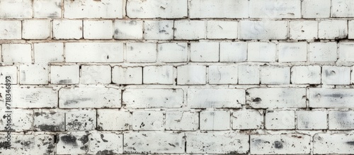 Abstract aged white brick wall texture background. AI generated image