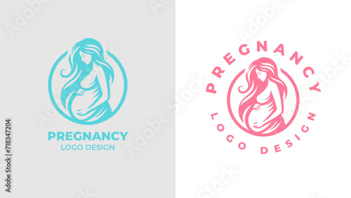 Pregnant woman logo desgn vector, Pregnancy logo Design Vector, woman pregnant Idea logo design inspiration Pregnancy healthcare minimal logo design template, maternity logo.