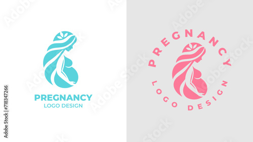 Pregnant woman logo desgn vector, Pregnancy logo Design Vector, woman pregnant Idea logo design inspiration Pregnancy healthcare minimal logo design template, maternity logo.
