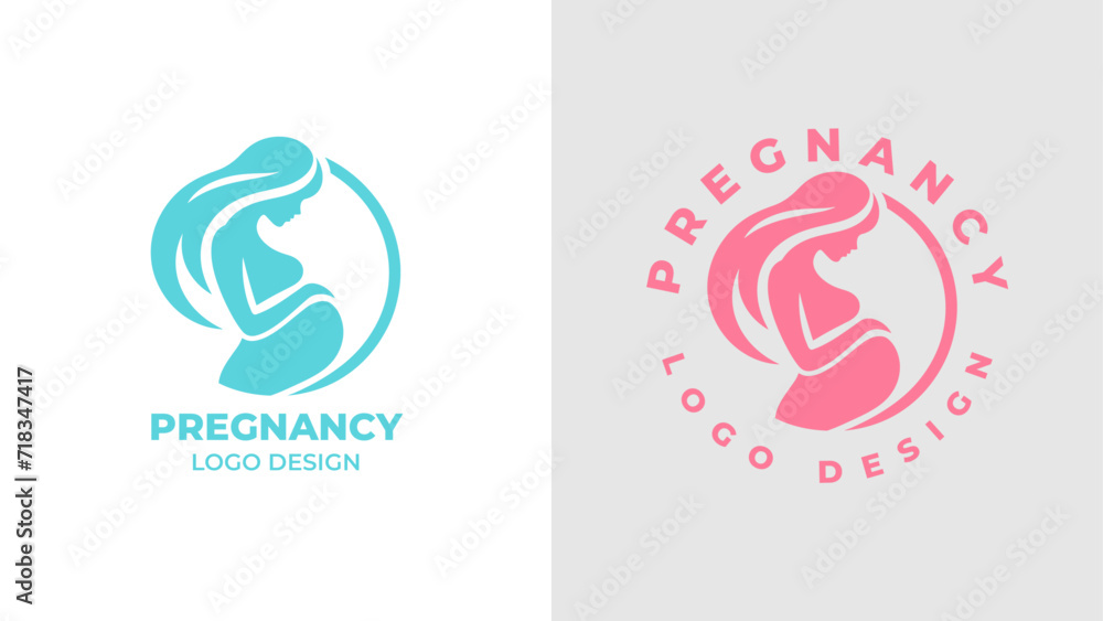 Pregnant woman logo desgn vector, Pregnancy logo Design Vector, woman pregnant Idea logo design inspiration Pregnancy healthcare minimal logo design template, maternity logo. - obrazy, fototapety, plakaty 