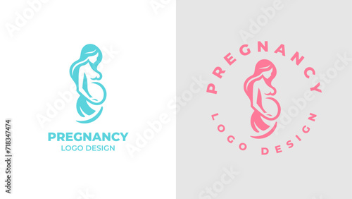 Pregnant woman logo desgn vector, Pregnancy logo Design Vector, woman pregnant Idea logo design inspiration Pregnancy healthcare minimal logo design template, maternity logo.