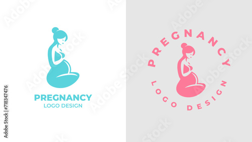 Pregnant woman logo desgn vector, Pregnancy logo Design Vector, woman pregnant Idea logo design inspiration Pregnancy healthcare minimal logo design template, maternity logo.