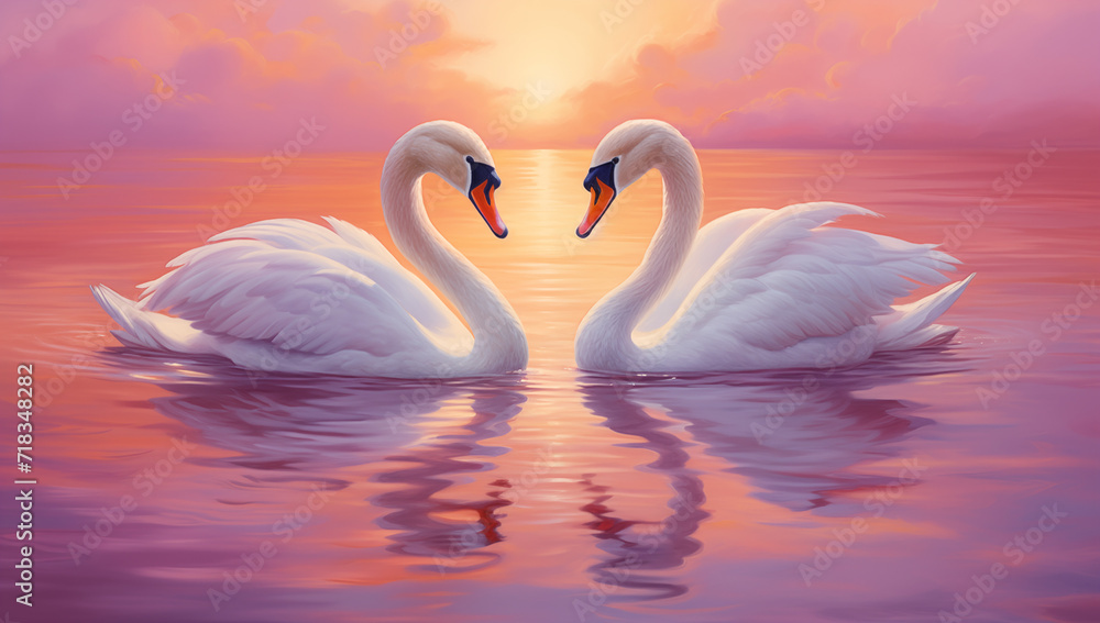 Two flamingos that face each other to make a heart shape, romantic sunset background for valentine day / anniversary - flamingo valentine Two flamingos that face each other to make a heart shape, romantic sunset background for valentine day / anniversary - flamingo valentine