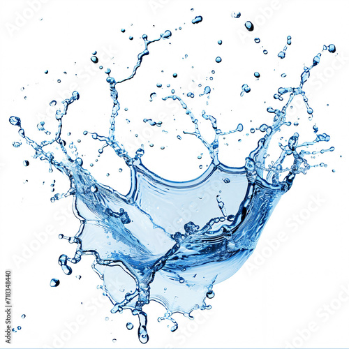 transparent blue water splash and drops isolated on white backgrtransparent blue water splash and drops isolated on white background with full depth ound with full depth of field and deep focus fusion photo