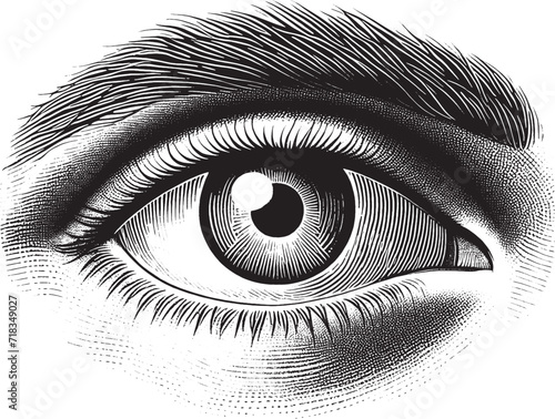 Vintage Vector Eye Illustration - Engraved Style