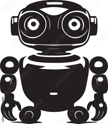 black and white robot illustration