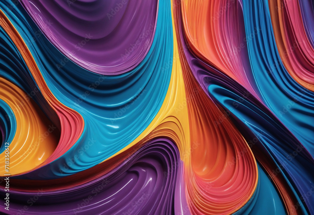 Colorful wave patterns, 3D rendering