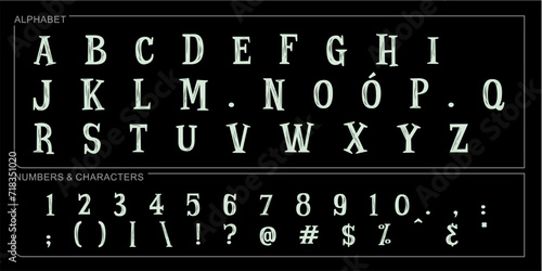 Alphabet Split Monogram, Split Letter Monogram, Alphabet Frame Font. Laser cut template. Initial monogram letters.
