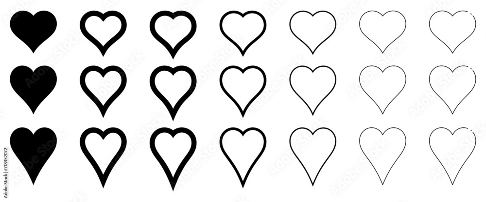 COEUR POINTU ICÔNE. 3 modèles de cœurs avec 6 contours différents