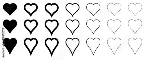 COEUR POINTU ICÔNE. 3 modèles de cœurs avec 6 contours différents