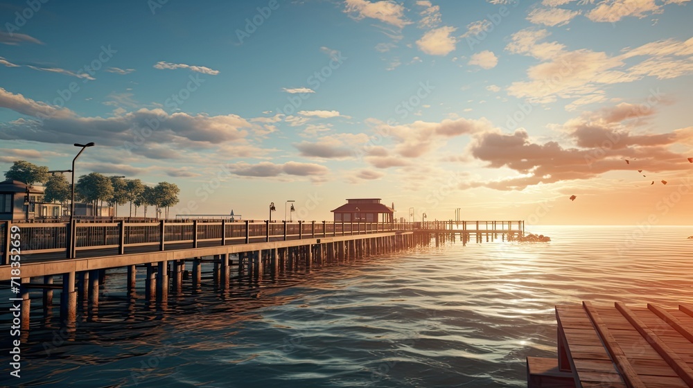 The pier, water and sky form a backdrop that enhances the narrative aspect and makes the photo more exciting.