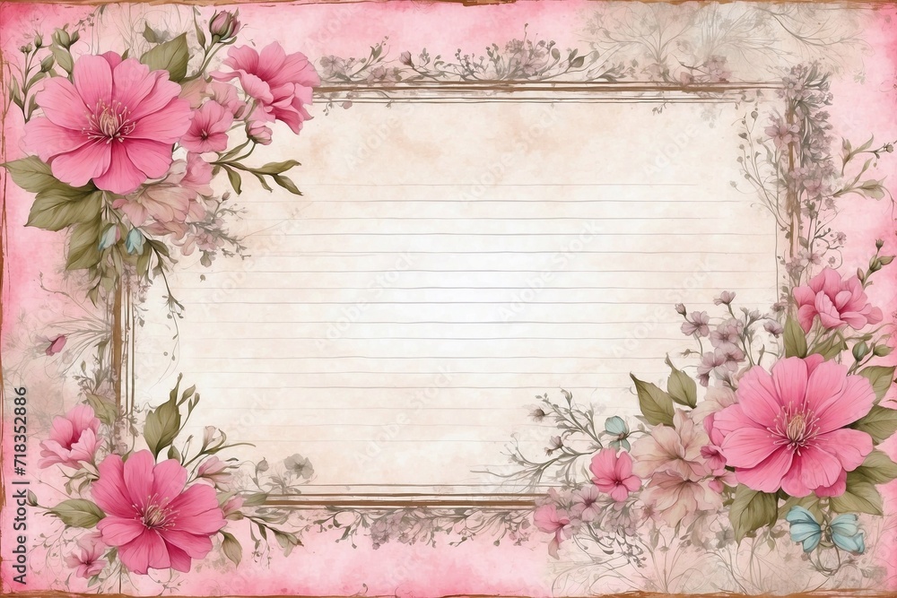 vintage framework for invitation or congratulation, shabby chic look style