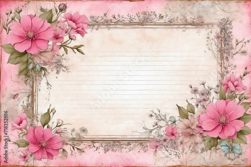vintage framework for invitation or congratulation, shabby chic look style
