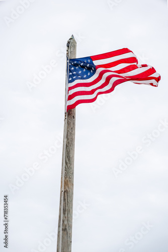 american flag on sky