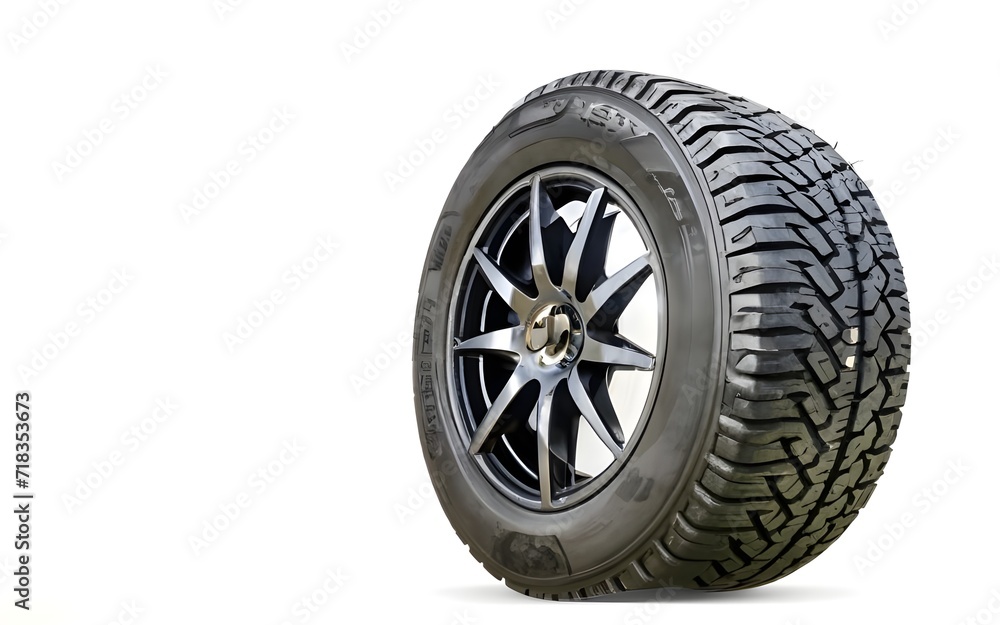 Obraz premium car tyre wheel isolated white background