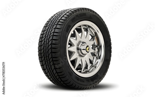 car tyre isolated white background © yisby