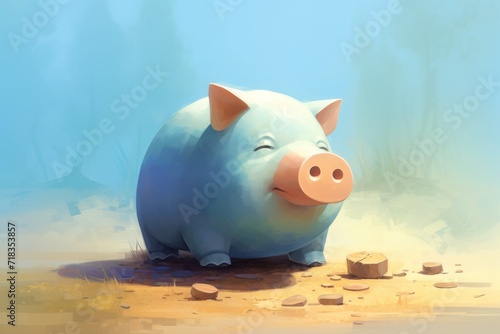 A playful suidae figure stands proudly on the ground, embodying the beloved domestic pig in a charming cartoon style, evoking nostalgia for childhood piggy banks and celebrating the endearing nature 
