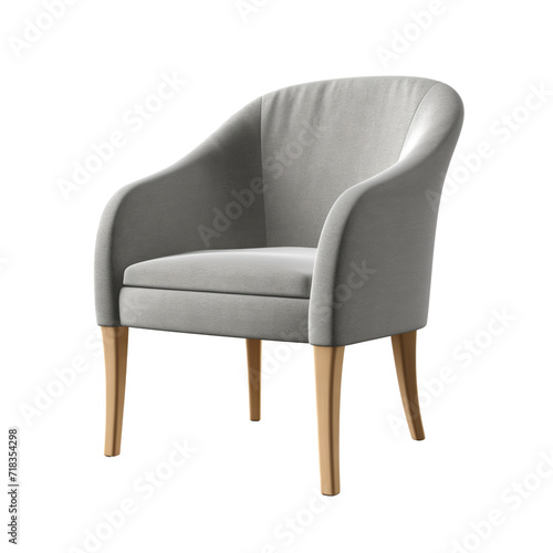 Accent Chair. Scandinavian modern minimalist style. Transparent background, isolated image.