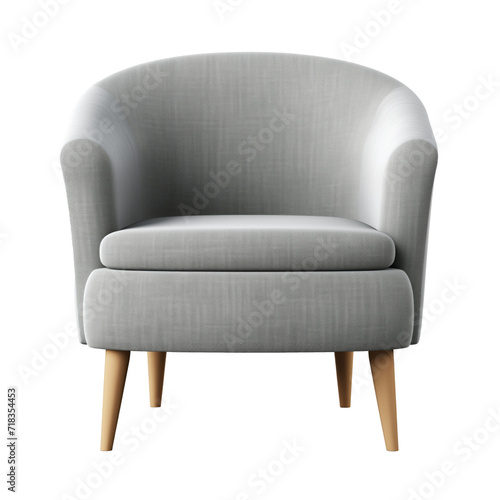 Accent Chair. Scandinavian modern minimalist style. Transparent background, isolated image.