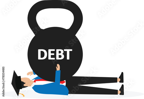 Under education debt burden and struggle out concept,
