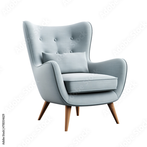 Armchair. Scandinavian modern minimalist style. Transparent background, isolated image.