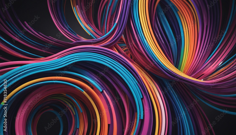 Colorful curved lines abstract background in 3D render. Contemporary wallpaper design. Colorful curved lines abstract background in 3D render. Contemporary wallpaper design.