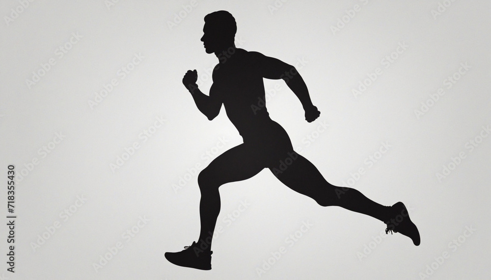 Retro Vintage Sprinting Man Vector Silhouette and Striped Backgrounds