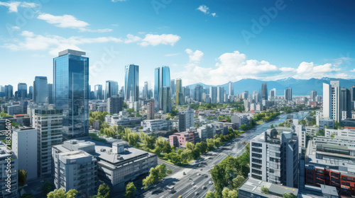 The urban jungle of the future: skyscrapers and trees © Miumzlik