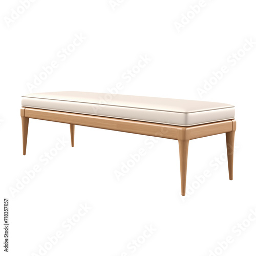 Bed Bench. Scandinavian modern minimalist style. Transparent background, isolated image.