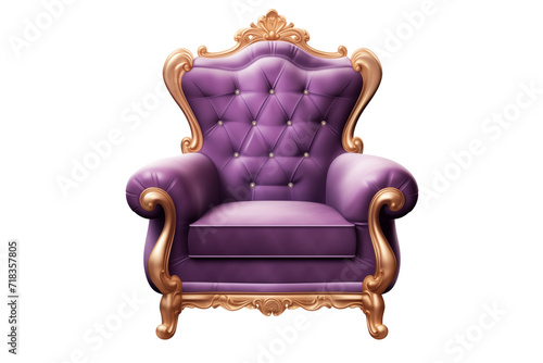 Purple chair. Transparent background, isolated image.