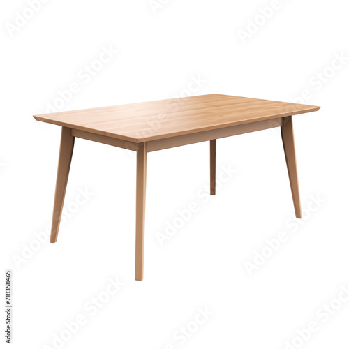 Dining table. Scandinavian modern minimalist style. Transparent background, isolated image.