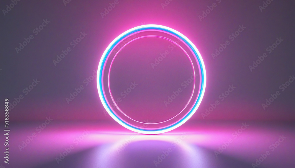 Abstract 3D Geometric Background with Neon Ring and Gradient Light Frame Abstract 3D Geometric Background with Neon Ring and Gradient Light Frame
