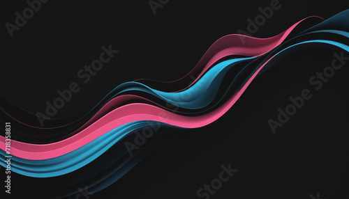 Abstract Colorful Wave Design with Grainy Texture on Black Background