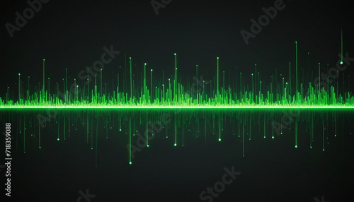Neon Green Abstract Background with Sliding Lines and Glowing Particles