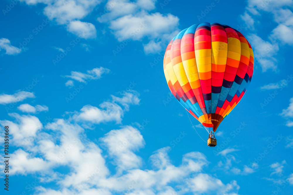 colorful hot air balloon floating in the sky, symbolizing adventure and freedom. colorful hot air balloon floating in the sky, symbolizing adventure and freedom.