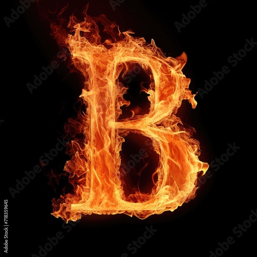 Letter B Burning Symbol Lettering Generative AI